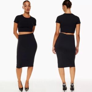 Aritzia Babaton Black Pencil Skirt Size XXS Stretch Modal Minimalist‎ High Rise
